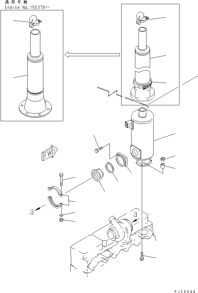 Komatsu parts book diagram for NT-855-1A S/N 139838-UP: MUFFLER