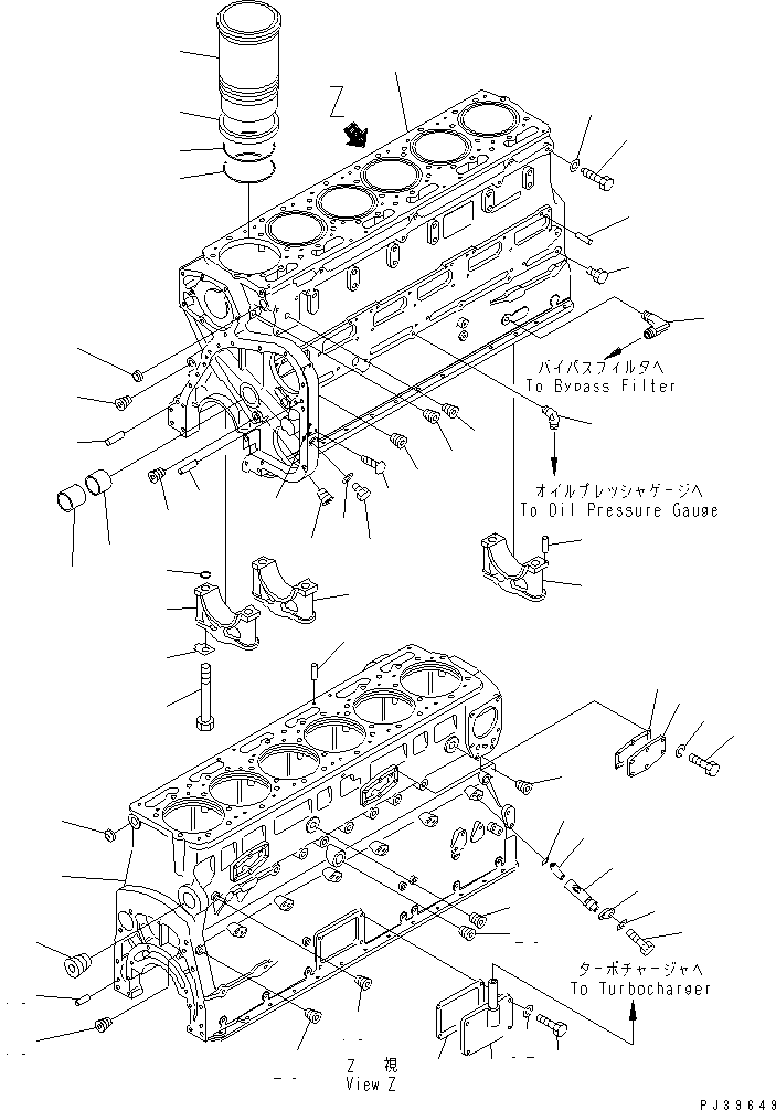 Komatsu parts book diagram for NT-855-1A S/N 139838-UP: CYLINDER BLOCK