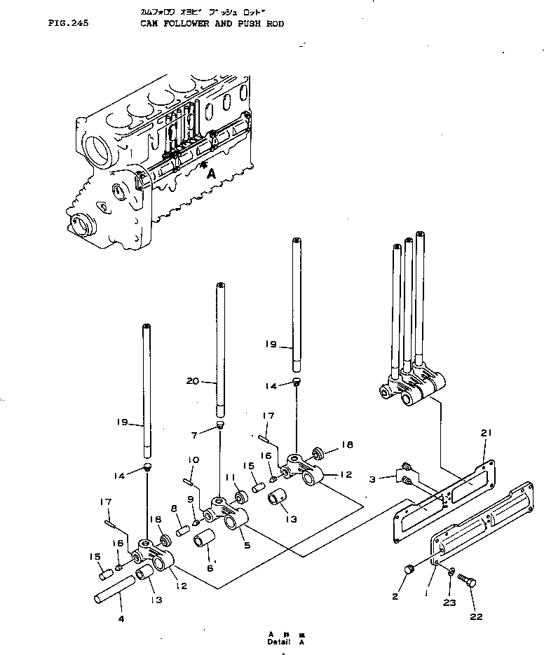 Komatsu parts book diagram for NT-855-1A S/N 139838-UP: CAM FOLLOWER AND PUSH ROD