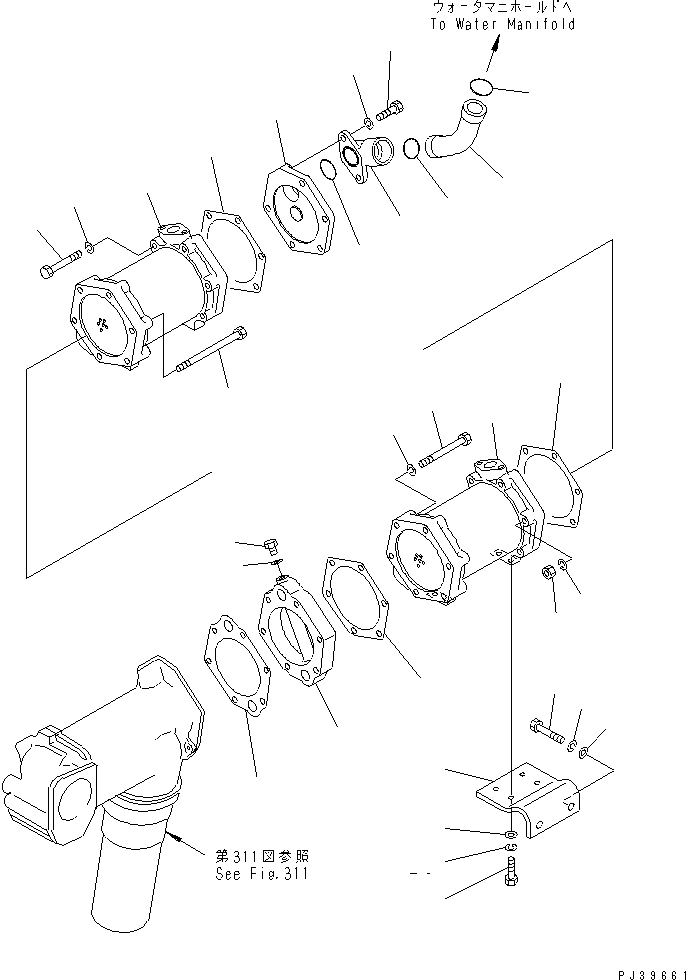 Komatsu parts book diagram for NT-855-1A S/N 139838-UP: LUBRICATING OIL COOLER (MAIN CLUTCH)