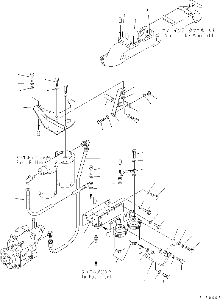 Komatsu parts book diagram for NT-855-1A S/N 139838-UP: WATER SEPARATOR AND PIPING(#155379-)
