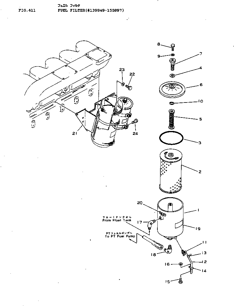 Engines Komatsu / NT-855-1B S/N 139849-UP(nt-8550r) / FUEL FILTER(#139849-155897)(120040 : 411)