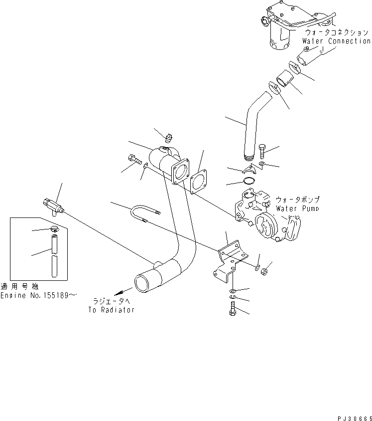 Engines Komatsu / NT-855-1D S/N 153623-UP(nt-8551c) / WATER PUMP PIPING(150020 : 502)