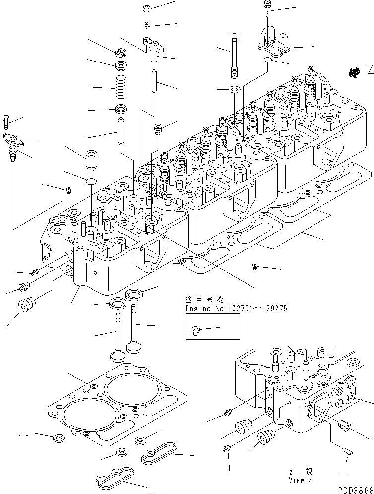 Engines Komatsu / NTA-855-1A S/N 102754-UP(nta-850c) / CYLINDER HEAD(030010 : 101)