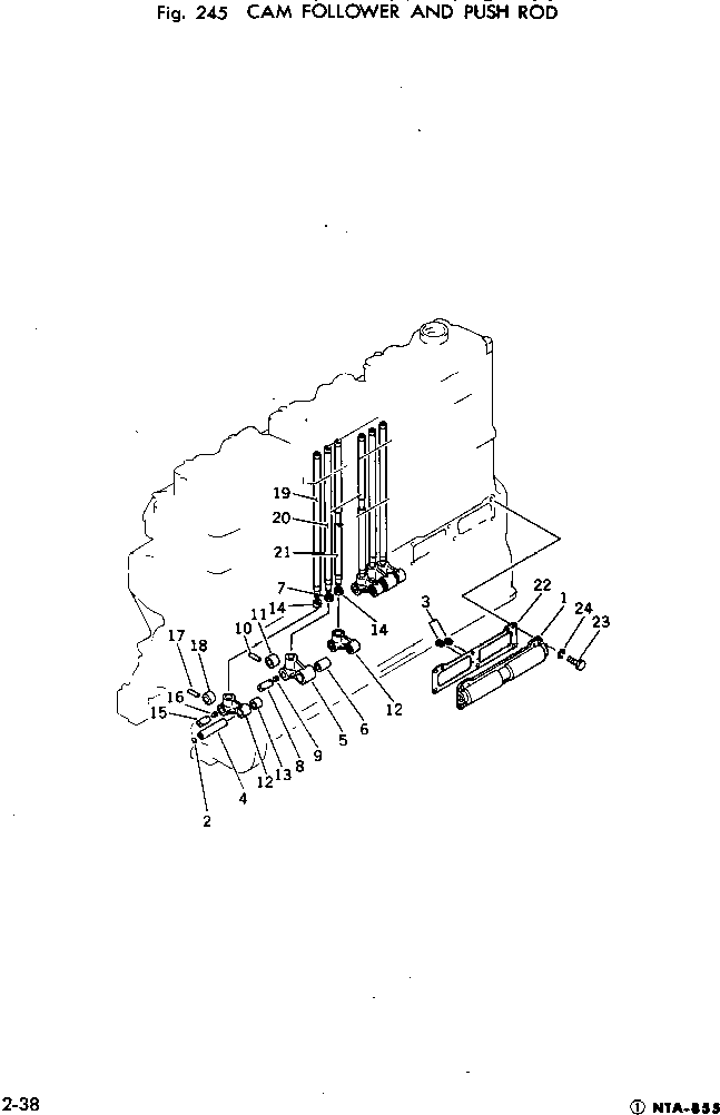 Komatsu parts book diagram for NTA-855-1A S/N 102754-UP: CAM FOLLOWER AND PUSH ROD