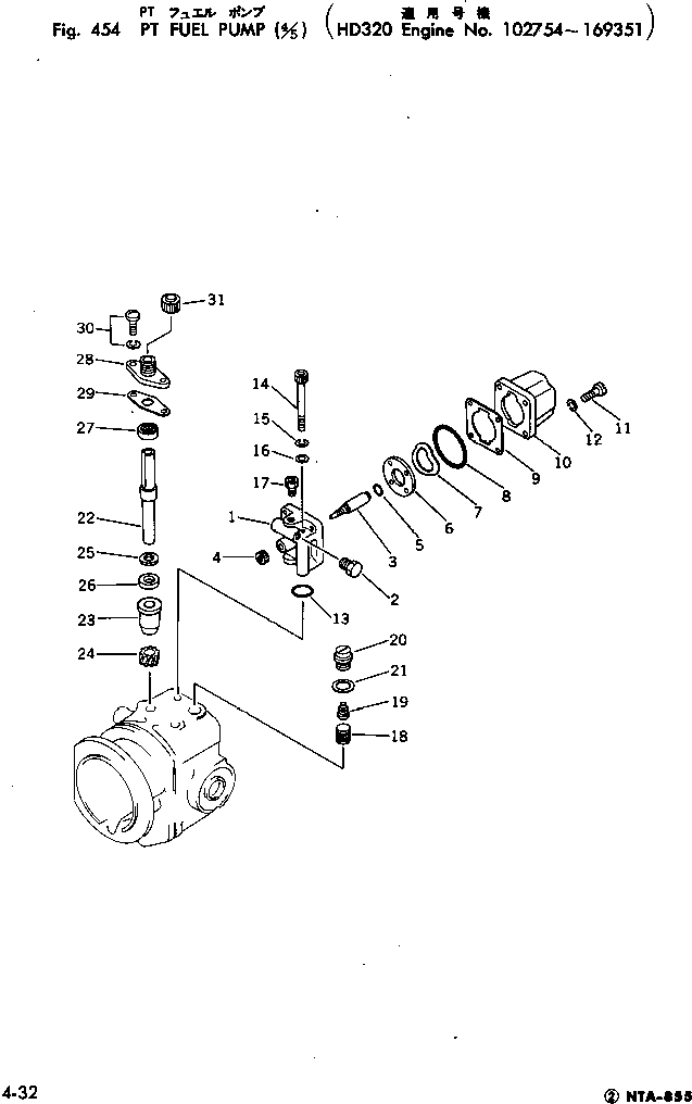 Engines Komatsu / NTA-855-1A S/N 102754-UP(nta-855r) / PT FUEL PUMP (4/5)(#102754-169351)(120130 : 454)