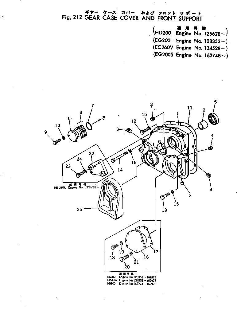Engines Komatsu / NTC-743-1E S/N 134528-UP(ntc-743c) / GEAR CASE COVER AND FRONT SUPPORT(060030 : 212)