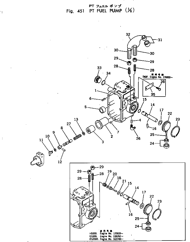 Engines Komatsu / NTC-743-1E S/N 134528-UP(ntc-743c) / PT FUEL PUMP (1/6)(120080 : 451)