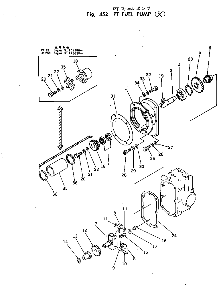 Engines Komatsu / NTC-743-1E S/N 134528-UP(ntc-743c) / PT FUEL PUMP (2/6)(120090 : 452)