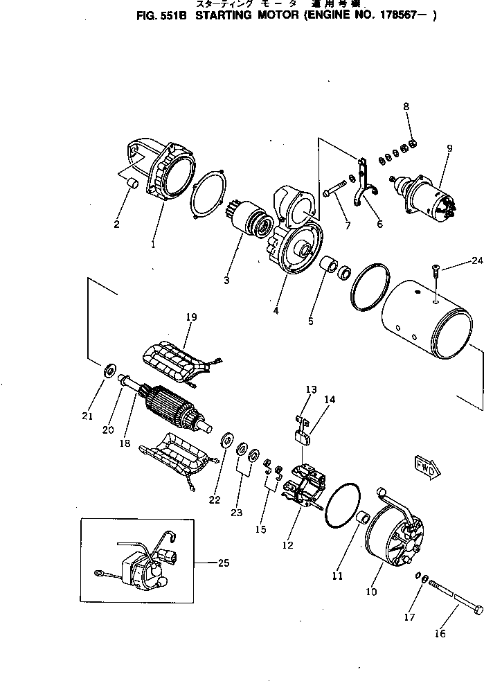 Engines Komatsu / NTO-6-CI-1D S/N 134677-UP(nto-6-0r) / STARTING MOTOR(#178567-)(150150 : 551B)