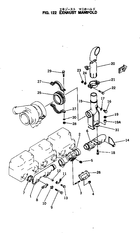 Komatsu parts book diagram for NTO-6-CI-1B S/N 25762-UP: EXHAUST MANIFOLD