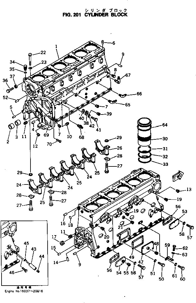 Engines Komatsu / NTO-6-CI-1B S/N 25762-UP(nto-6-3r) / CYLINDER BLOCK(060010 : 201)
