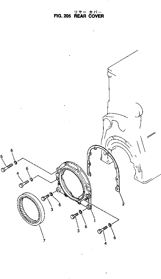 Komatsu parts book diagram for NTO-6-CI-1B S/N 25762-UP: REAR COVER