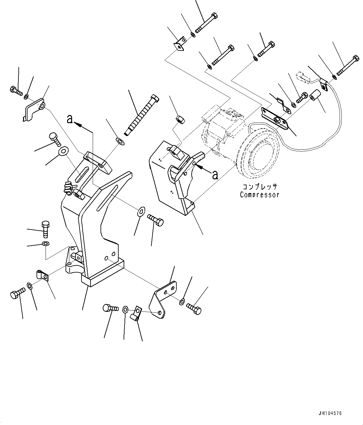Excavators Komatsu / PC210LCI-11E0 S/N K77001-UP(pc00098u) / Air Conditioner, Compressor Mounting(K013002 : K0700-002002)