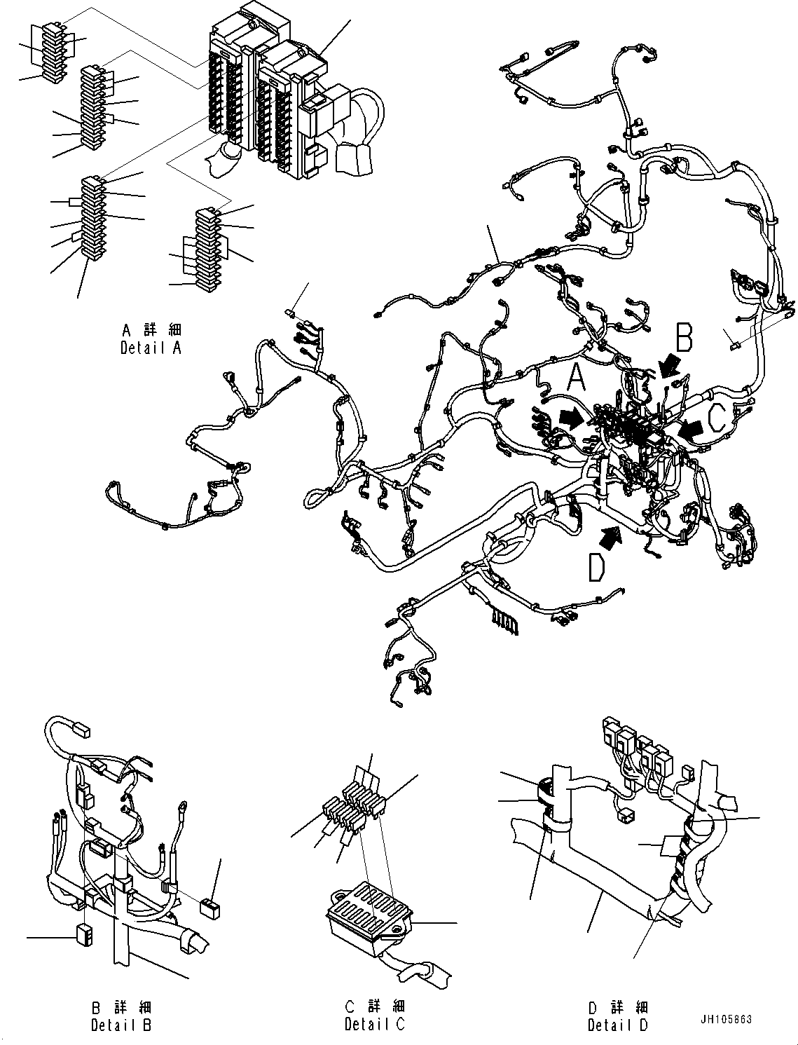 Excavators Komatsu / PC210LCI-11E0 S/N K77001-UP(pc00098u) / Cab, Floor, Wiring Harness(K015041 : K1110-010041)