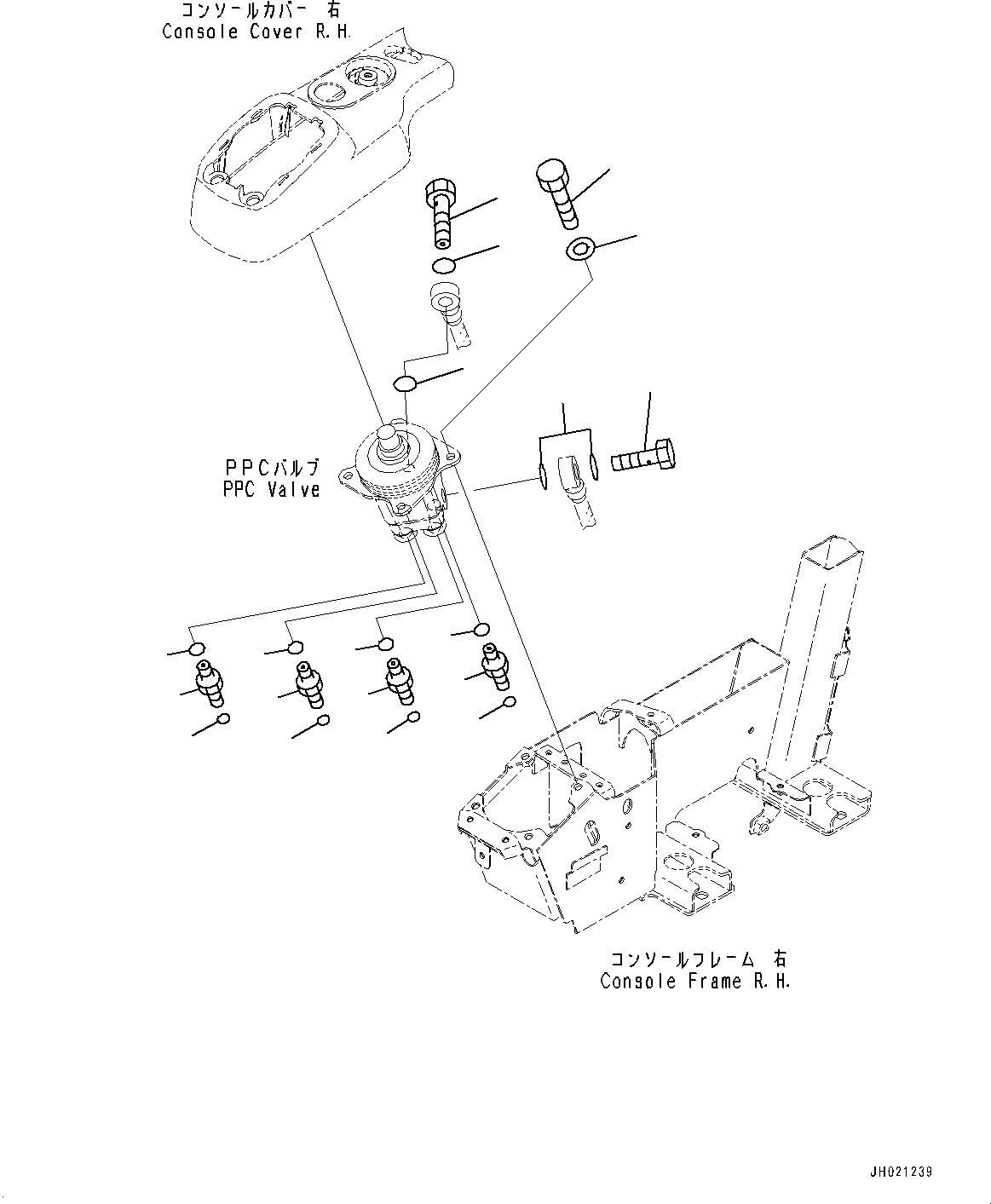 Excavators Komatsu / PC210LCI-11E0 S/N K77001-UP(pc00098u) / Cab, Floor, PPC Valve Mounting for Work Equipment, R.H.(K015057 : K1110-010057)