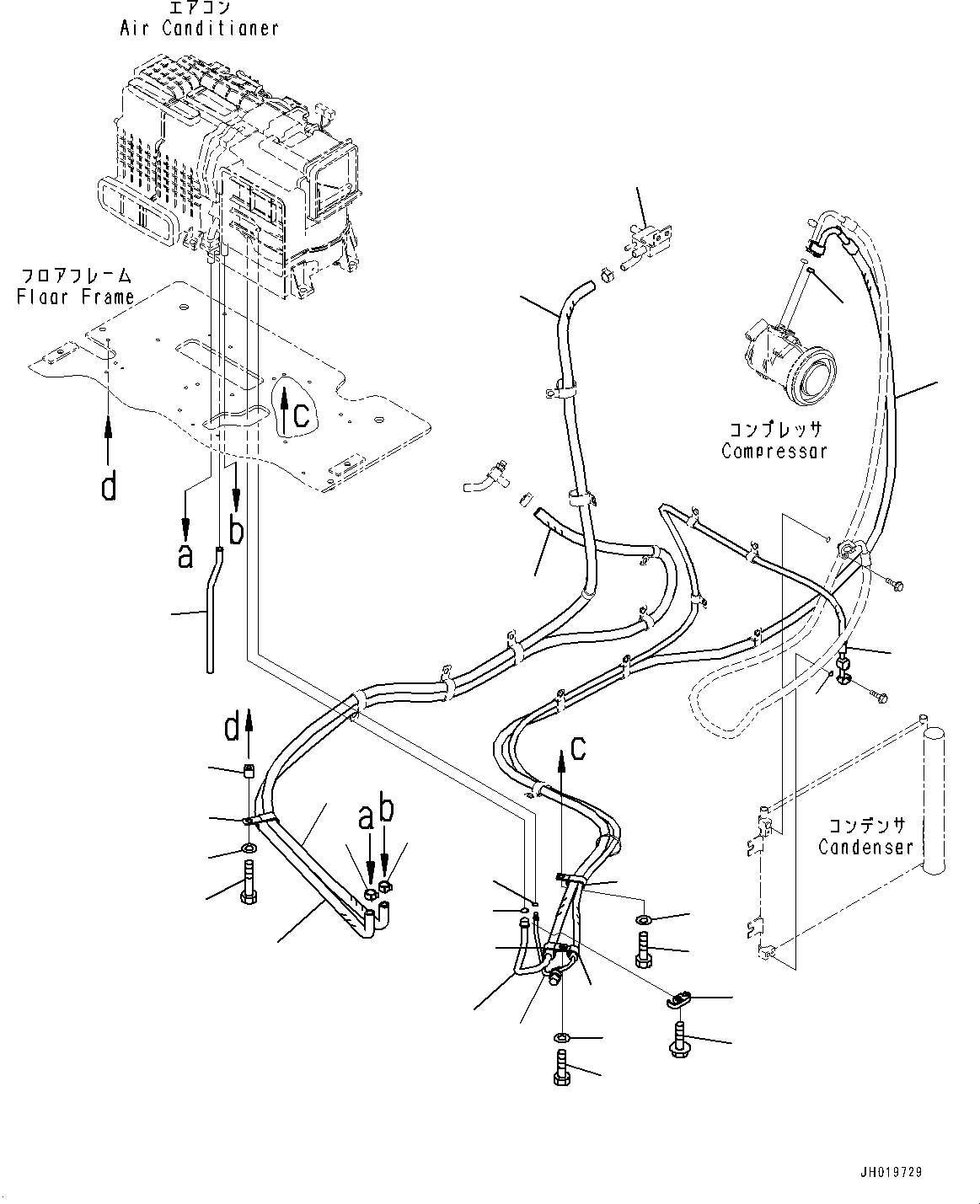 Excavators Komatsu / PC210LCI-11E0 S/N K77001-UP(pc00098u) / Cab, Floor, Air Conditioner Piping(K015065 : K1110-010065)