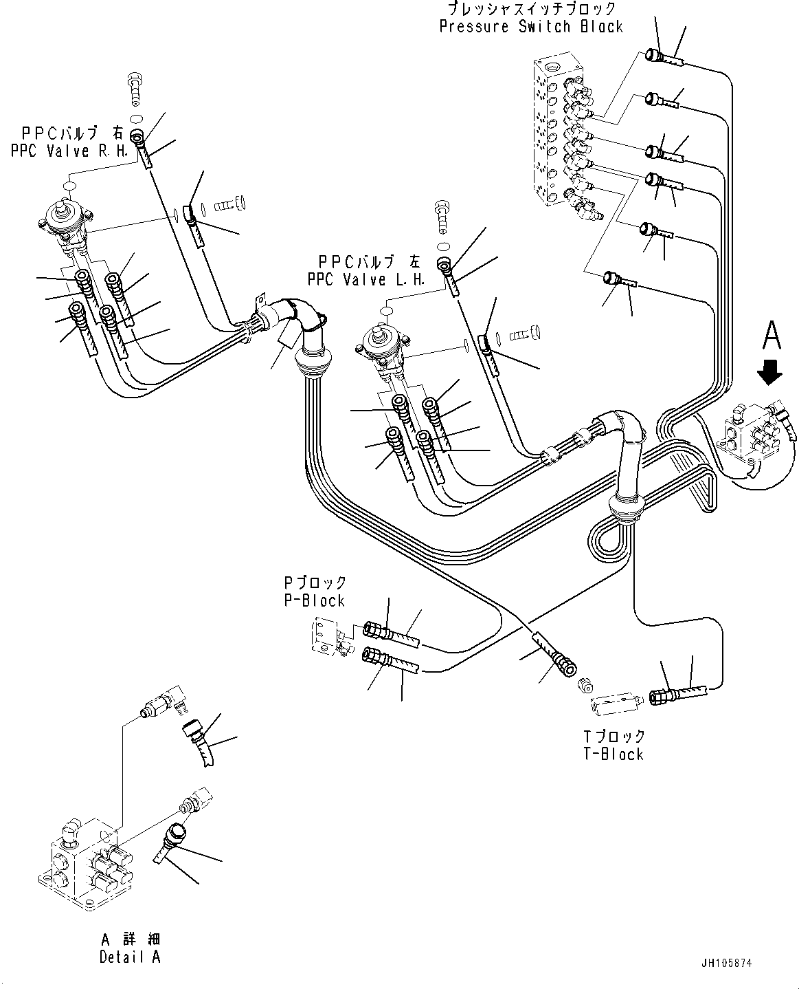 Excavators Komatsu / PC210LCI-11E0 S/N K77001-UP(pc00098u) / Cab, Floor, PPC Valve Piping for Work Equipment(K015067 : K1110-010067)