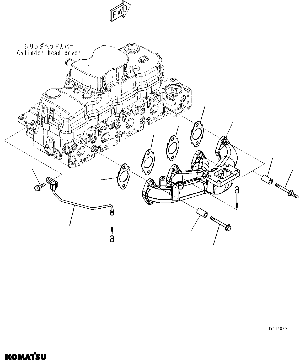 Komatsu parts book diagram for SAA4D107E-5 S/N 26799788-UP (For PC220LC-12): EXHAUST MANIFOLD