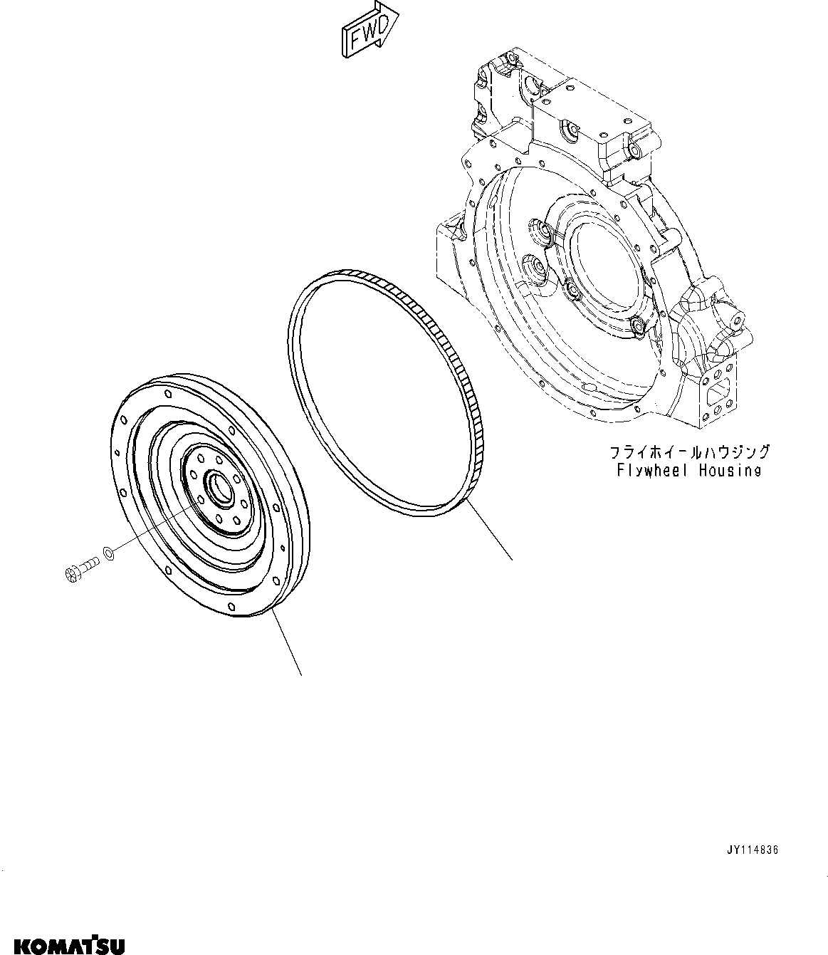 Komatsu parts book diagram for SAA4D107E-5 S/N 26799788-UP (For PC220LC-12): FLYWHEEL