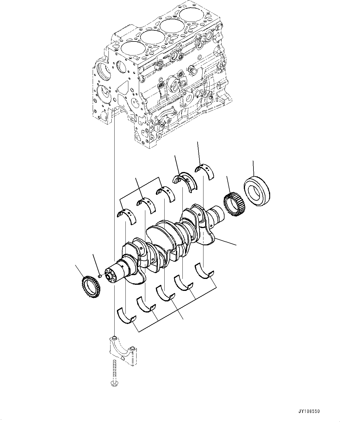 Komatsu parts book diagram for SAA4D107E-5 S/N 26799788-UP (For PC220LC-12): CRANKSHAFT