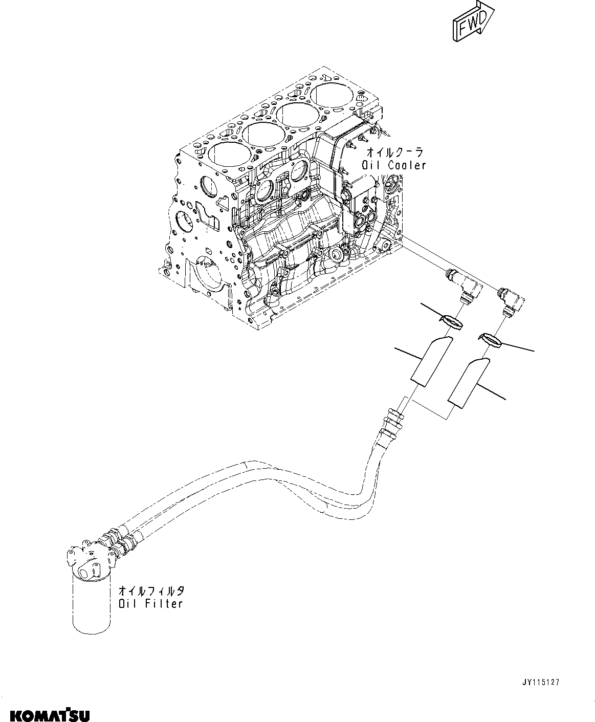 Komatsu parts book diagram for SAA4D107E-5 S/N 26799788-UP (For PC220LC-12): ENGINE OIL HOSE COVER