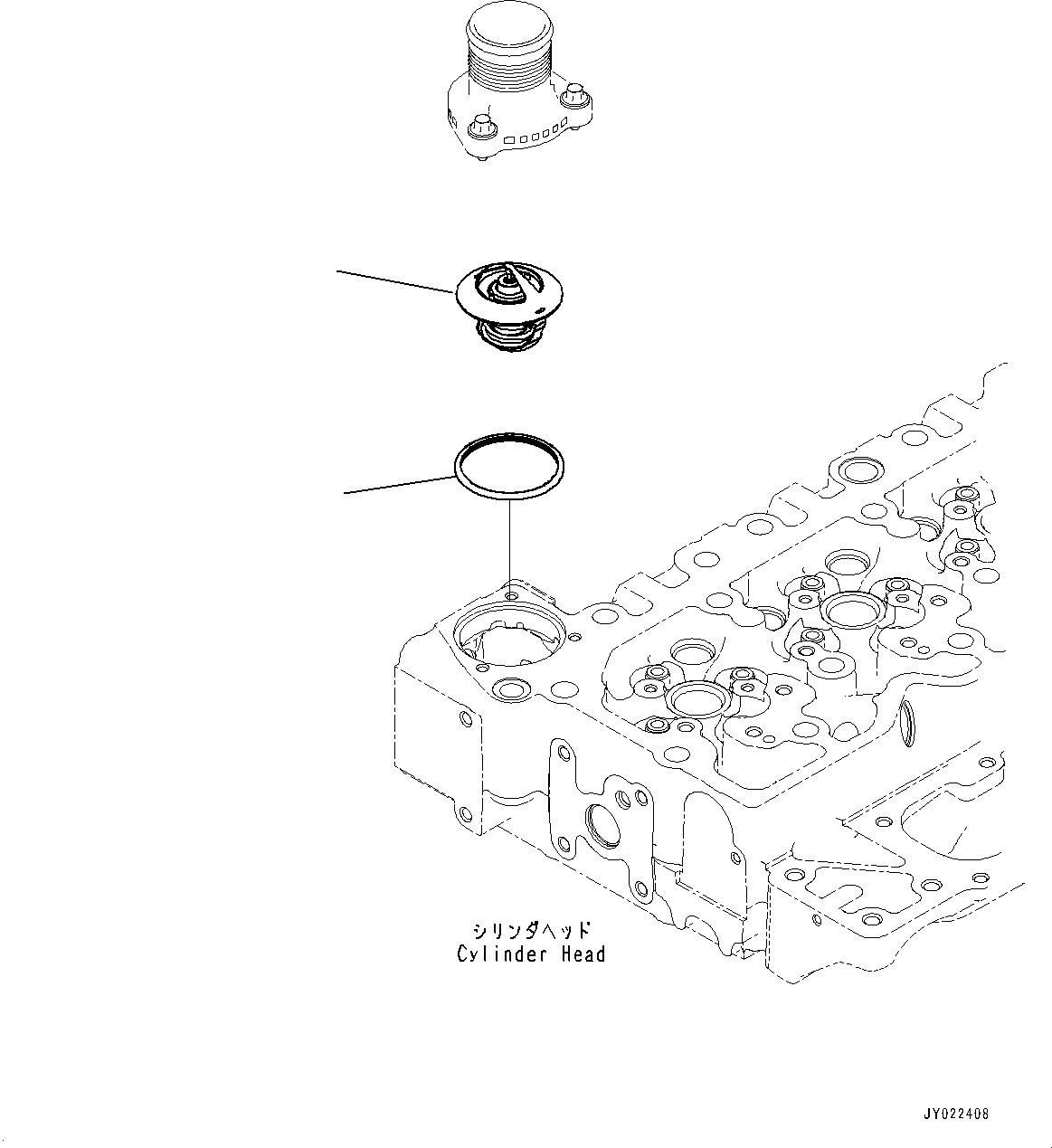 Komatsu parts book diagram for SAA4D107E-5 S/N 26799788-UP (For PC220LC-12): THERMOSTAT
