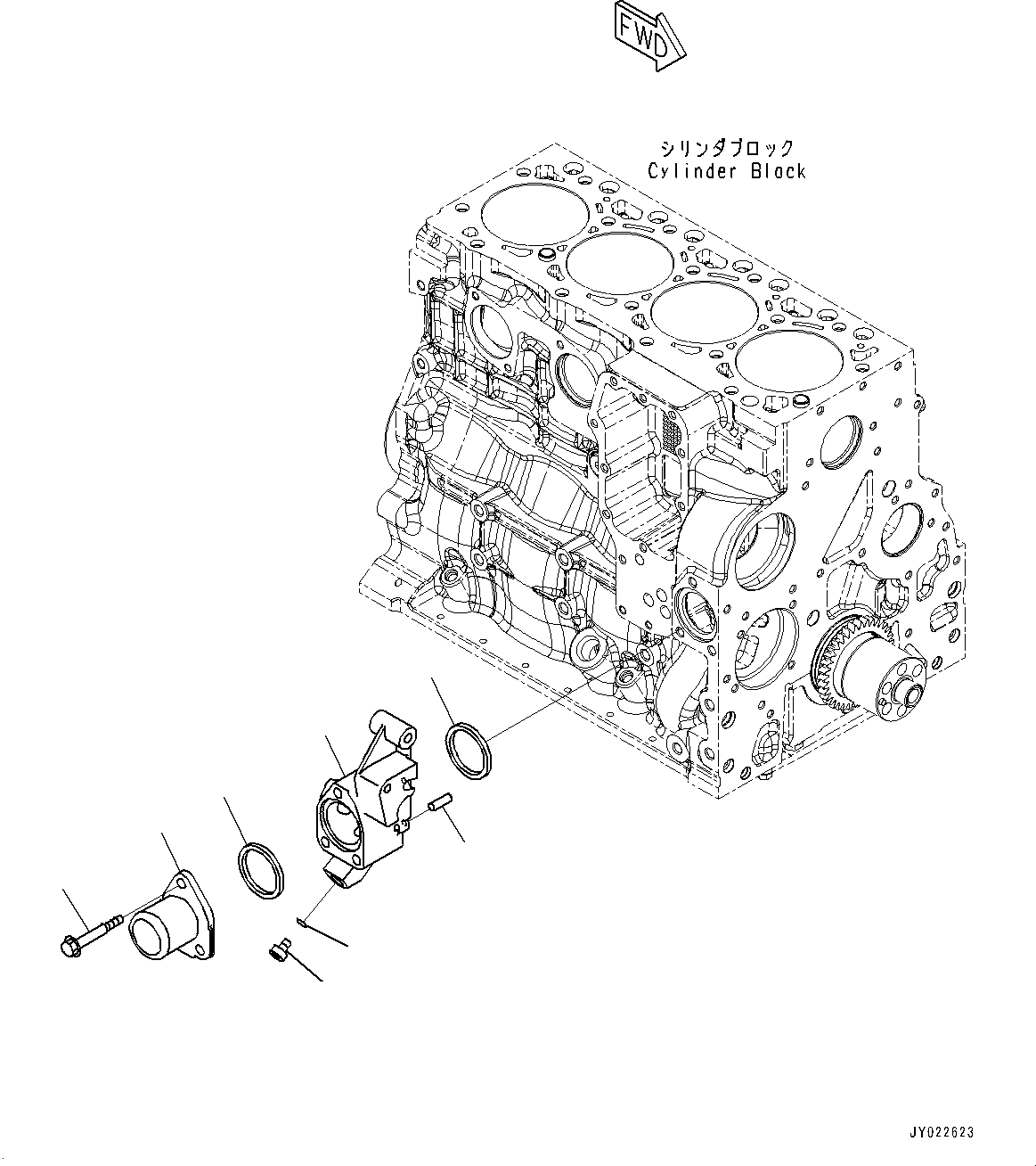 Komatsu parts book diagram for SAA4D107E-5 S/N 26799788-UP (For PC220LC-12): WATER INLET CONNECTOR