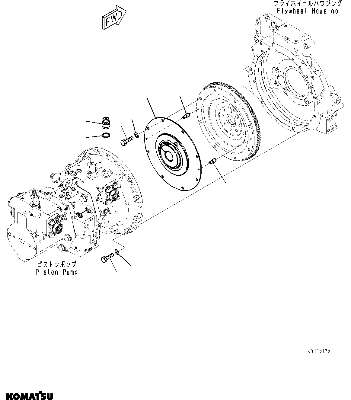 Komatsu parts book diagram for SAA4D107E-5 S/N 26799788-UP (For PC220LC-12): ENGINE RELATED PARTS, PISTON PUMP MOUNTING