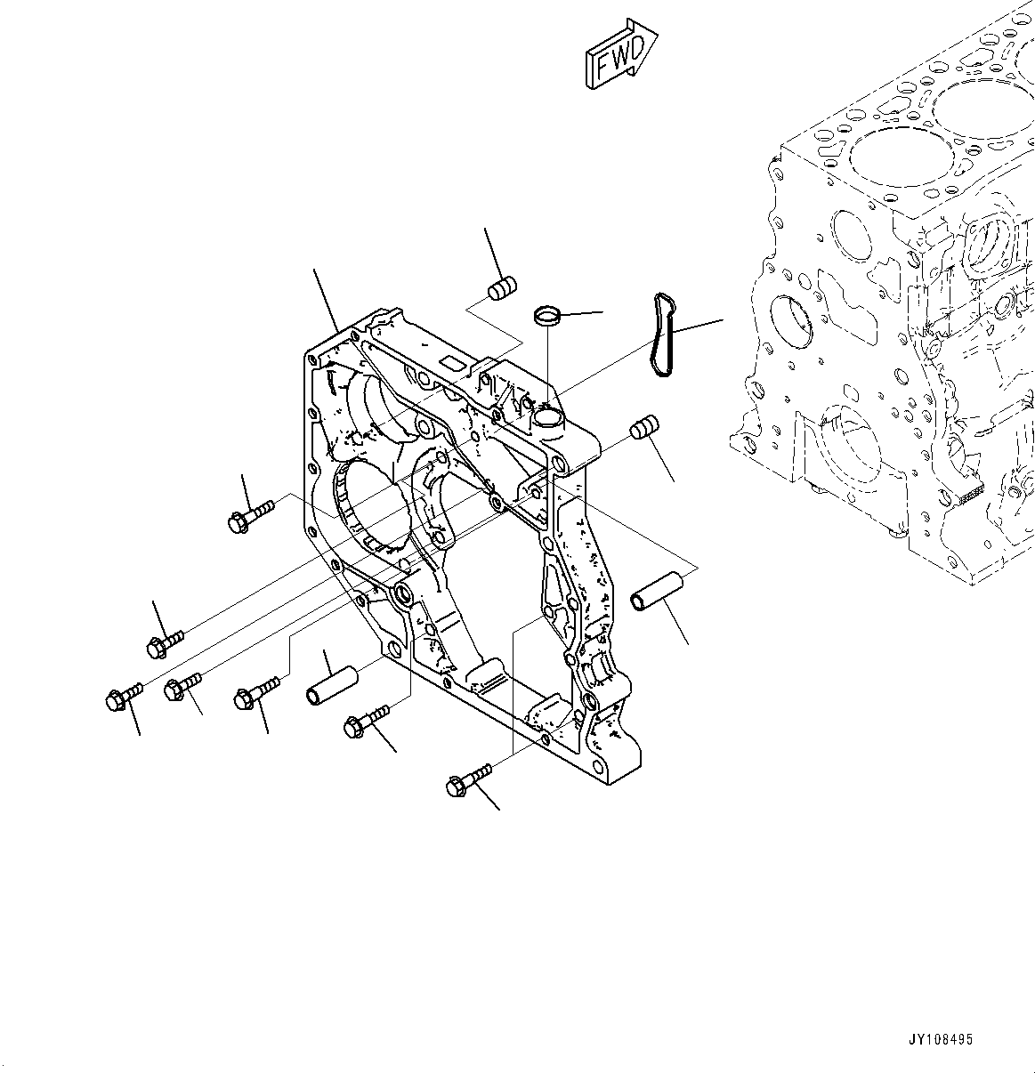 Komatsu parts book diagram for SAA4D107E-5 S/N 26799788-UP (For PC220LCI-12): REAR GEAR HOUSING