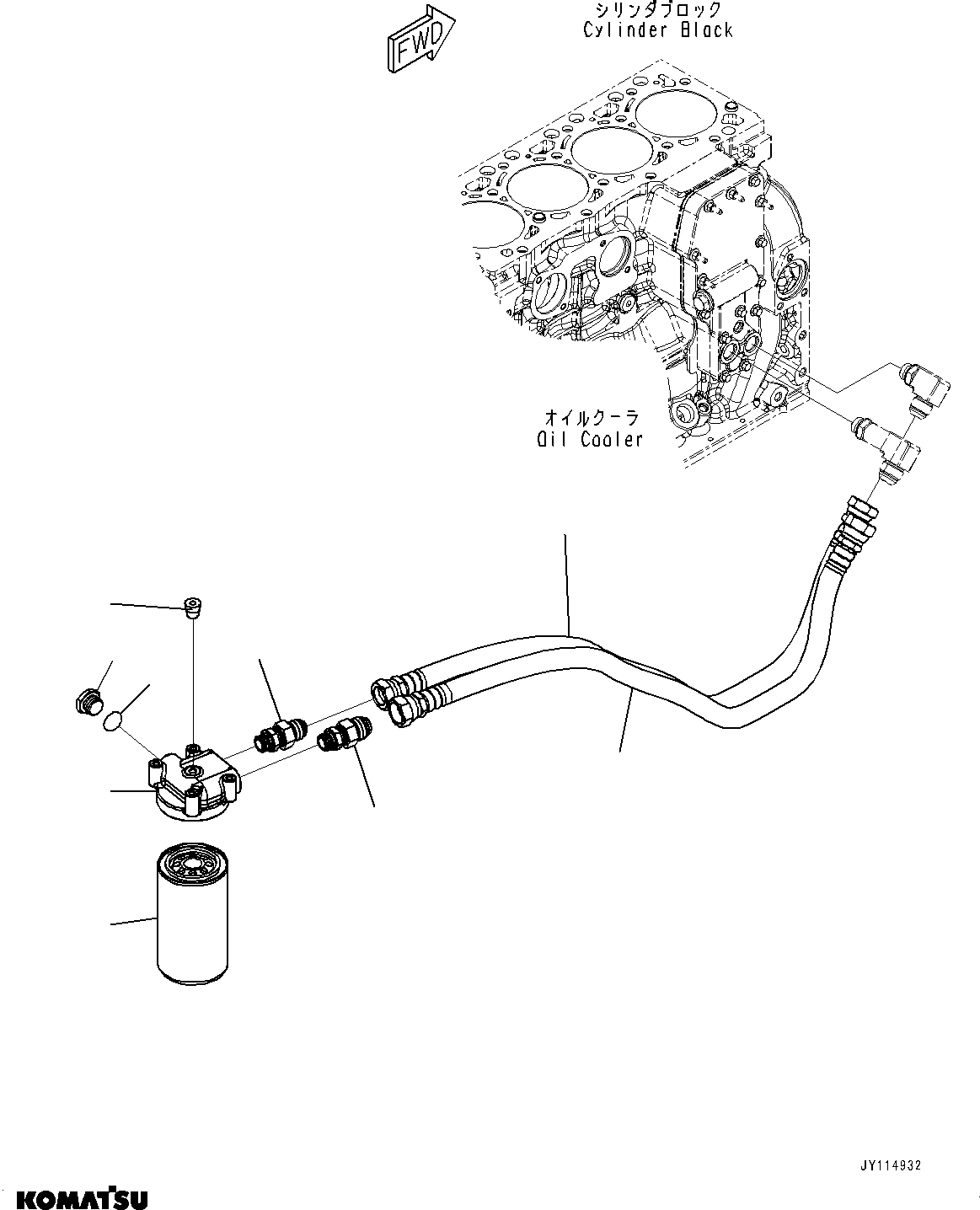 Komatsu parts book diagram for SAA4D107E-5 S/N 26799788-UP (For PC220LCI-12): ENGINE OIL FILTER