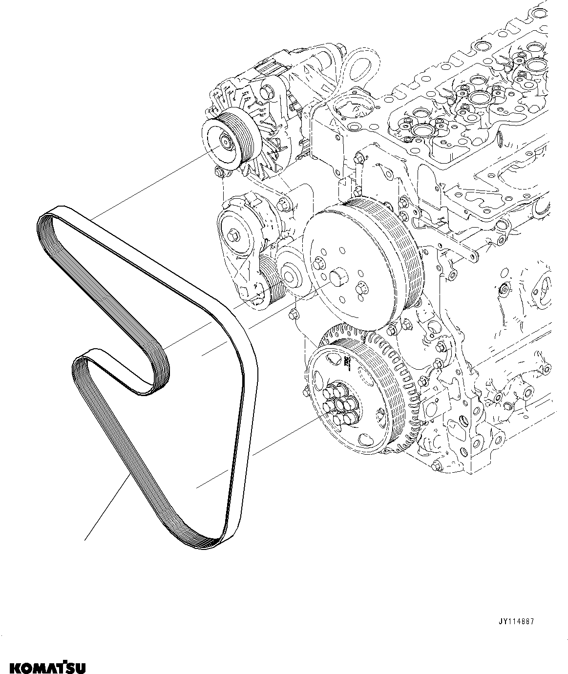 Komatsu parts book diagram for SAA4D107E-5 S/N 26799788-UP (For PC220LCI-12): COOLING FAN BELT