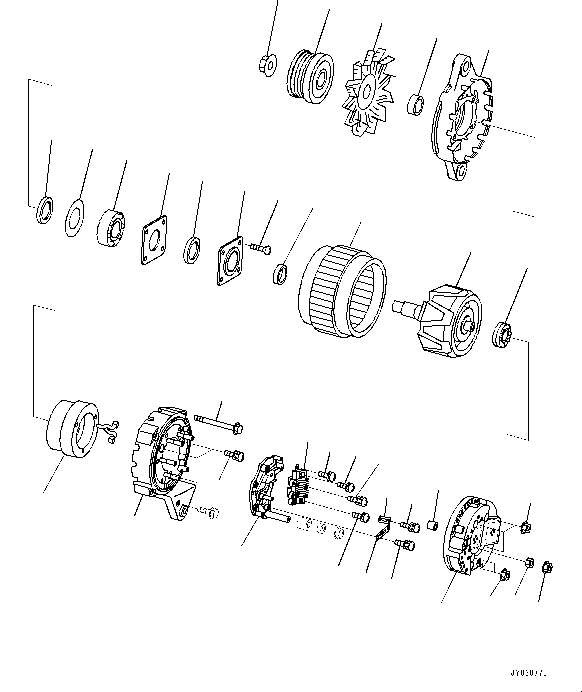 Komatsu parts book diagram for SAA4D107E-5 S/N 26799788-UP (For PC220LCI-12): ALTERNATOR, 85AMP., INNER PARTS