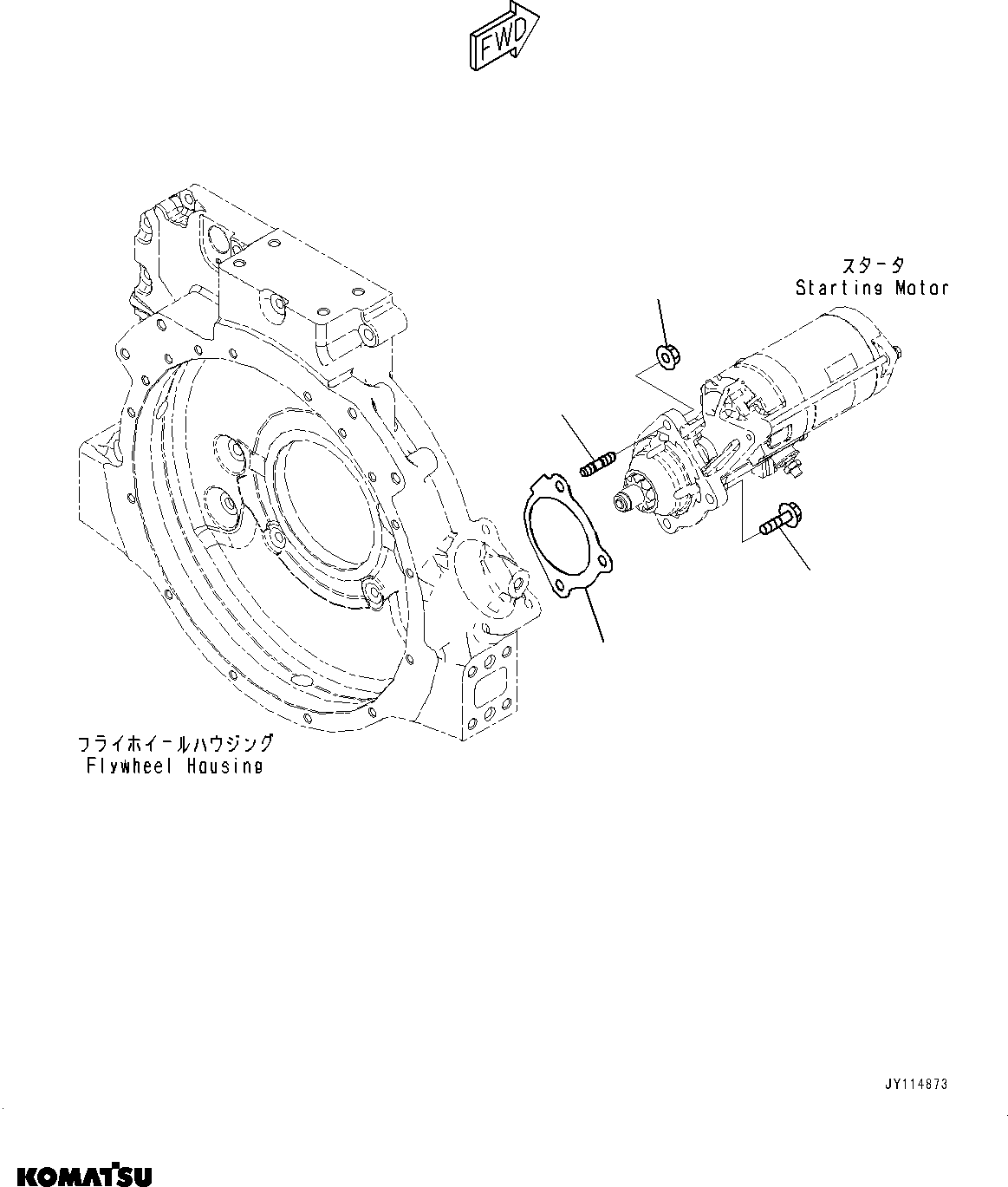 Komatsu parts book diagram for SAA4D107E-5 S/N 26799788-UP (For PC220LCI-12): STARTING MOTOR MOUNTING