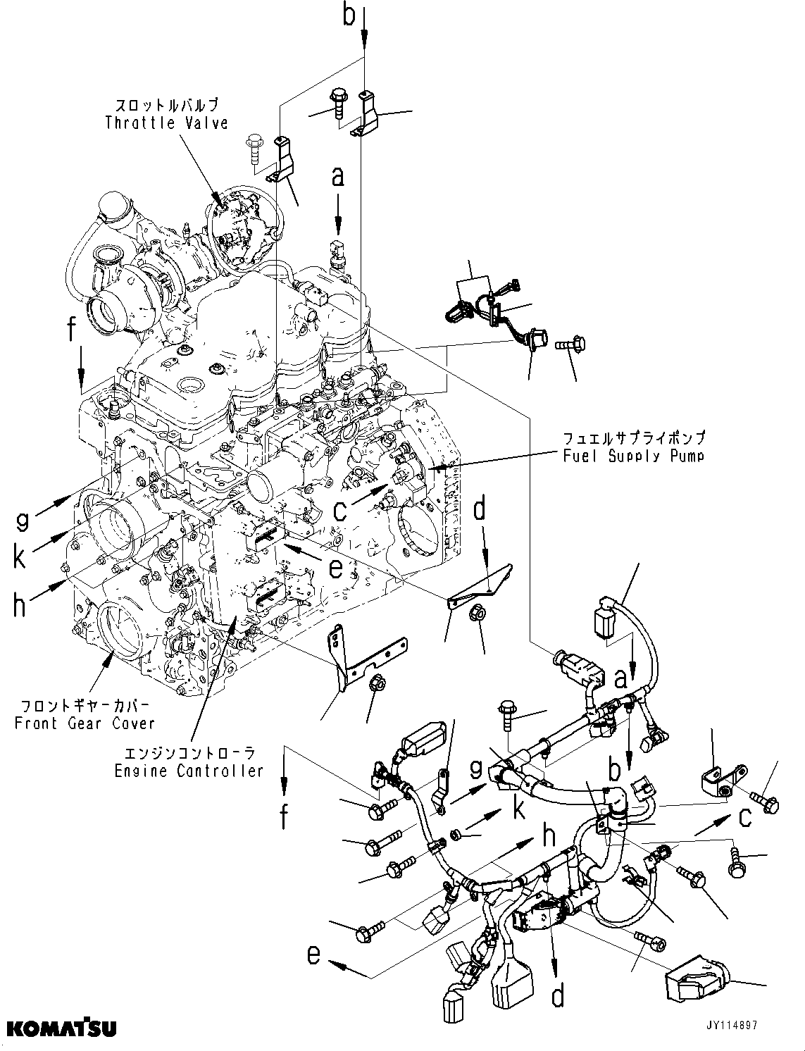 Komatsu parts book diagram for SAA4D107E-5 S/N 26799788-UP (For PC220LCI-12): WIRING HARNESS