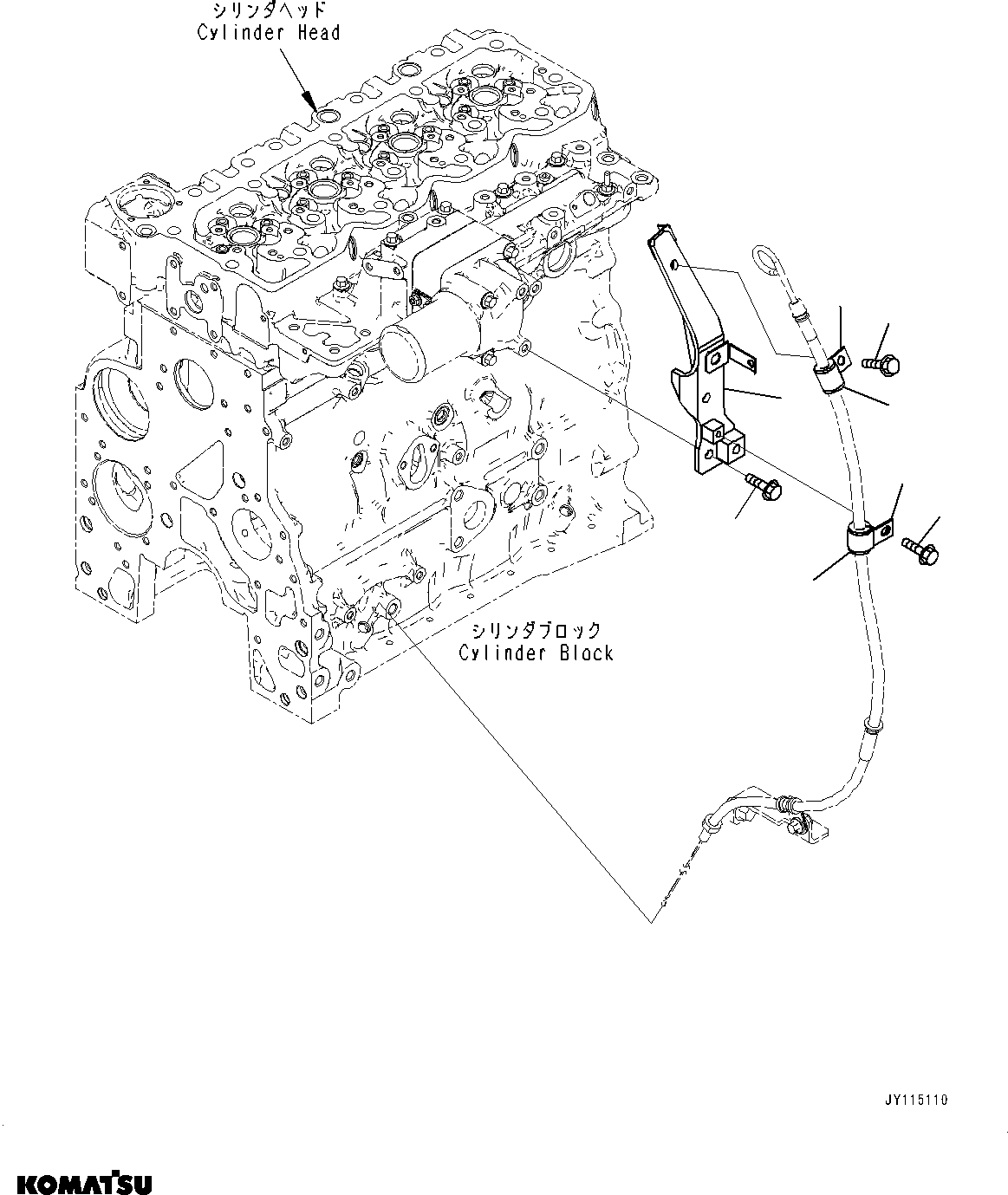 Komatsu parts book diagram for SAA4D107E-5 S/N 26799788-UP (For PC220LCI-12): ENGINE RELATED PARTS, OIL LEVEL GAUGE MOUNTING PARTS