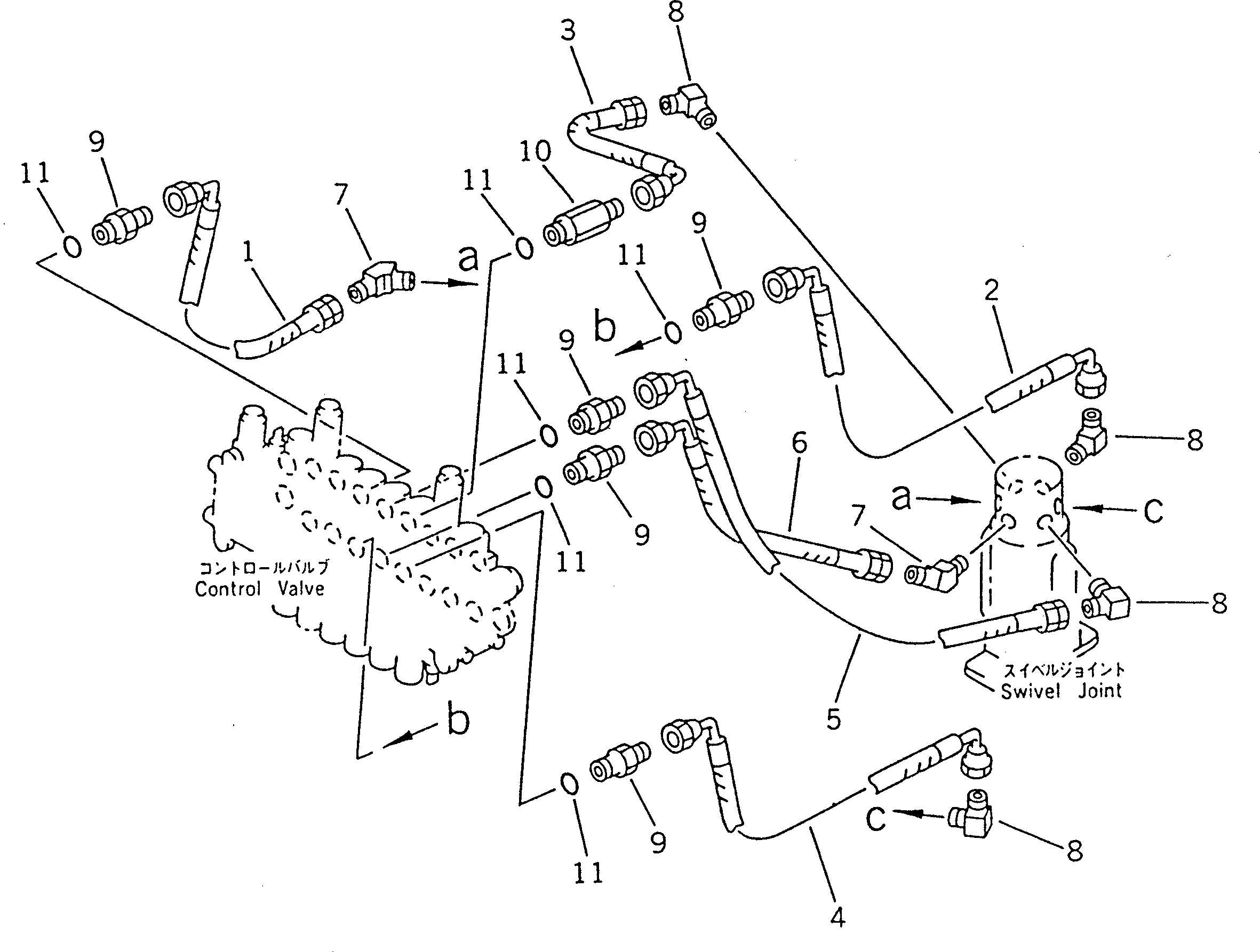 Excavators Komatsu / PC02-1A S/N 10001-UP(pc02-1ac) / HYDRAULIC PIPING (TRAVEL AND BLADE LINE)(#10001-14237)(180160 : 6601)