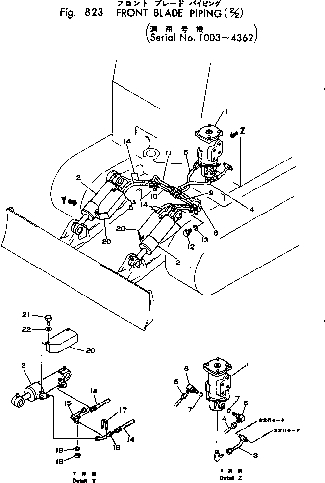 Komatsu parts book diagram for PC02-1 S/N 1003-UP: МЫЭД МЮЪ-ДЮ КЯІЛЯЭёЮ (2/2)(#1003-4362)