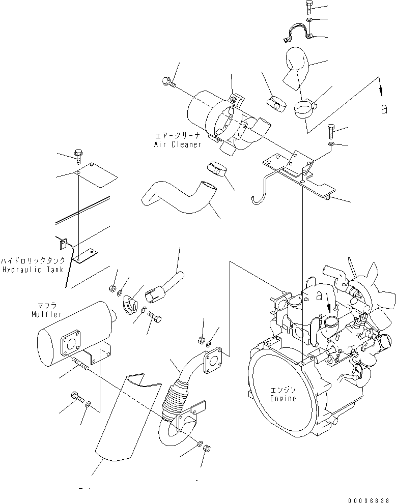 Komatsu parts book diagram for PC03-2 S/N 15001-UP (For FKI): ENGINE RELATED PARTS (EXHAUST PIPE) (FOR DIESEL SPEC.)