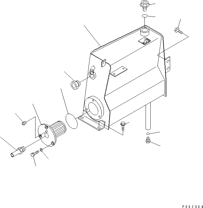 Komatsu parts book diagram for PC03-2 S/N 15001-UP (For FKI): HYDRAULIC TANK (FOR DIESEL SPEC.)
