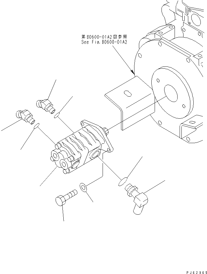 Komatsu parts book diagram for PC03-2 S/N 15001-UP (For FKI): MAIN PUMP (MOUNTING AND ELBOW) (FOR DIESEL SPEC.)