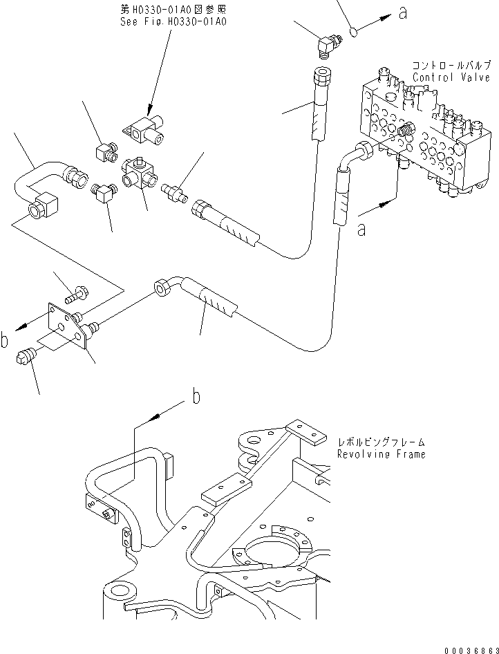 Komatsu parts book diagram for PC03-2 S/N 15001-UP (For FKI): ATTACHMENT LINE (FOR 2-WAY CONTROL SPEC.)