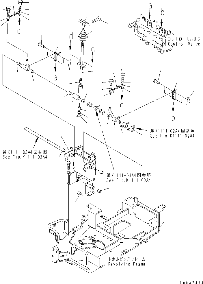 Komatsu parts book diagram for PC03-2 S/N 15001-UP (For FKI): MAIN CONTROL LEVER (BRACKET AND TRAVEL)