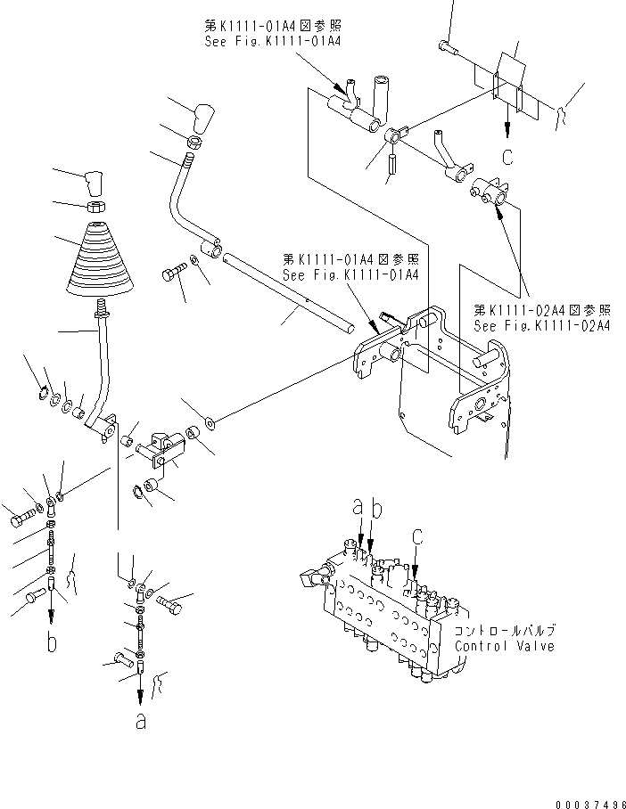 Komatsu parts book diagram for PC03-2 S/N 15001-UP (For FKI): MAIN CONTROL LEVER ? R.H. (BOOM ? BUCKET AND BLADE)
