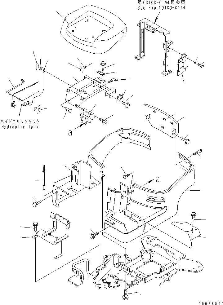 Komatsu parts book diagram for PC03-2 S/N 15001-UP (For FKI): HOOD (FOR ALTERABLE GAUGE SPEC.) (KUC SPEC.)