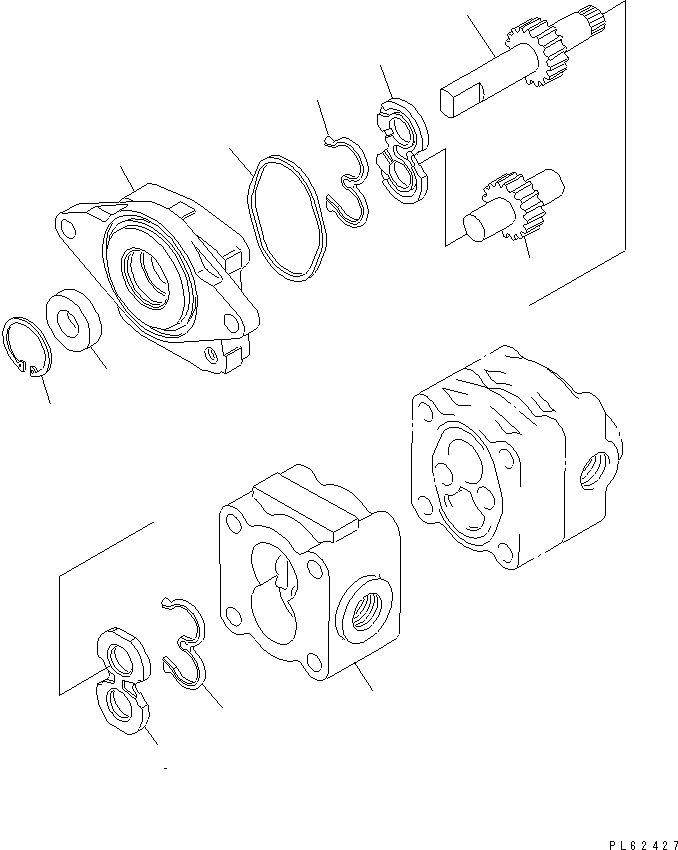 Komatsu parts book diagram for PC03-2 S/N 15001-UP: HYDRAULIC PUMP (1/2) (INNER PARTS)