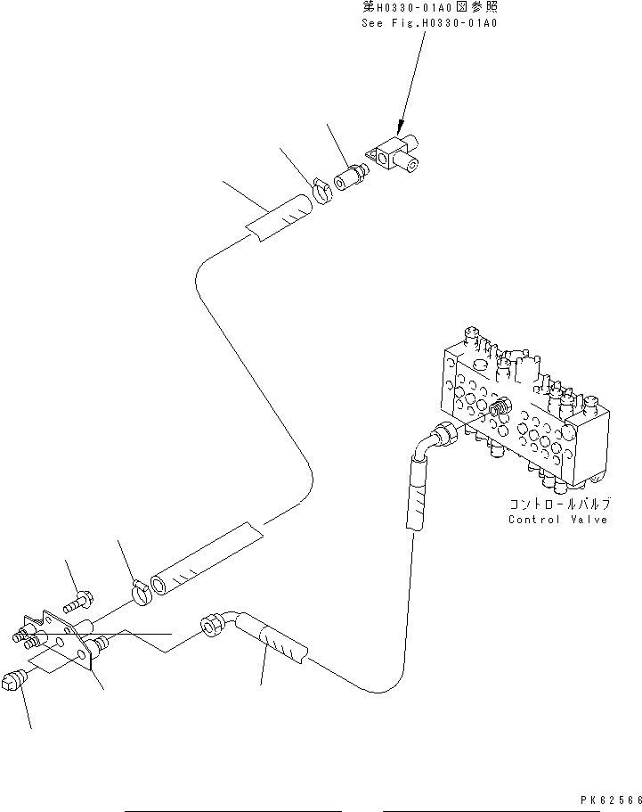 Komatsu parts book diagram for PC03-2 S/N 15001-UP: ATTACHMENT LINE (FOR TWO PIECE BOOM)
