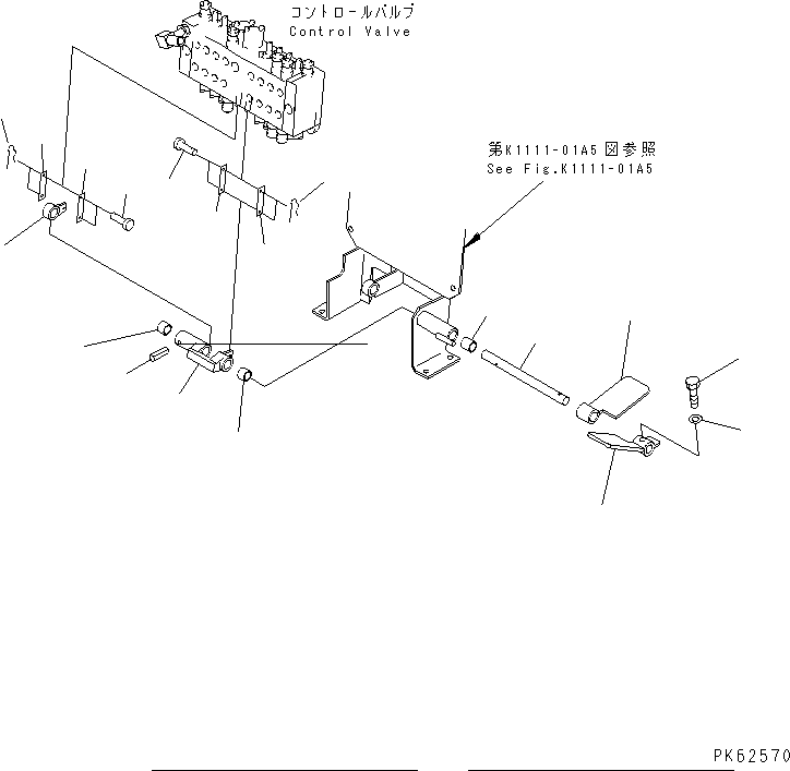 Komatsu parts book diagram for PC03-2 S/N 15001-UP: MAIN CONTROL (BOOM SWING CONTROL PEDAL) (4/5)(FOR TWO PIECE BOOM)