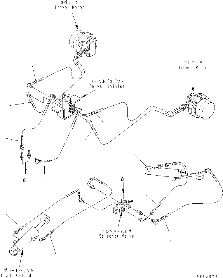 Excavators Komatsu / PC03-2 S/N 15001-UP(pc03-2r) / LOWER PIPING (TRAVEL MOTOR AND BLADE CYLINDER LINE)              (FOR ALTERABLE GAUGE SPEC.)(300020 : P1110-01A3)