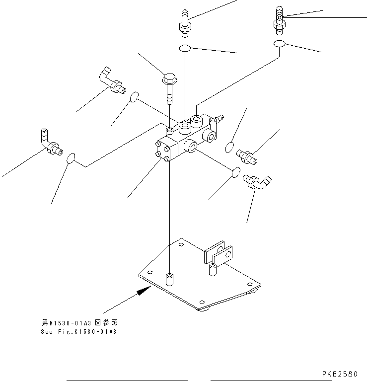 Komatsu parts book diagram for PC03-2 S/N 15001-UP: LOWER PIPING (SELECTOR VALVE) (FOR ALTERABLE GAUGE SPEC.)